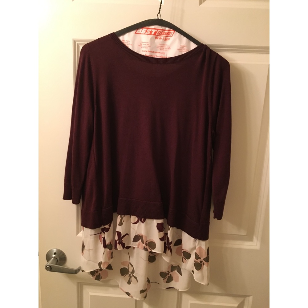 Red and floral sweater (business casual!)